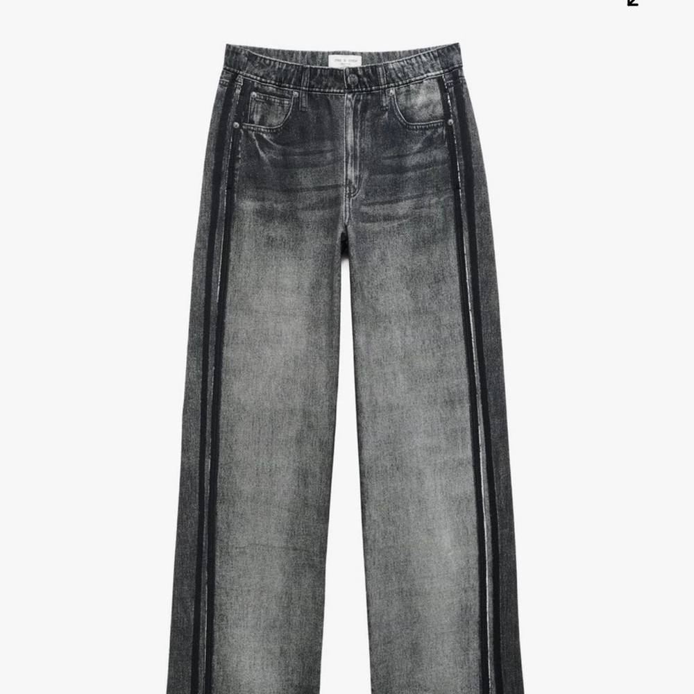 rag & bone Black Gray Washed Wide-Leg Jeans